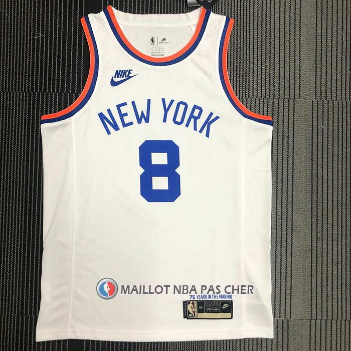 Maillot New York Knicks Kemba Walker NO 8 75th Anniversary Blanc